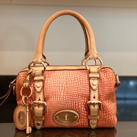 FOSSIL Maddox snakeskin bag w/rose gold hardware - Picture 2 of 5